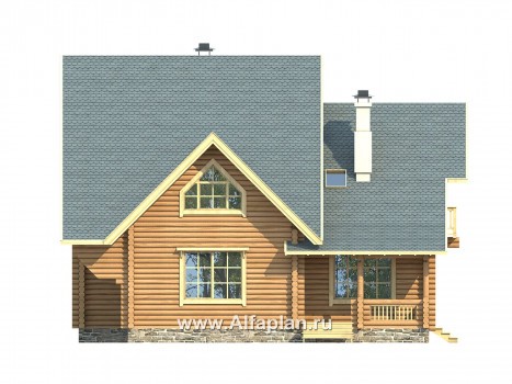 Проекты домов Альфаплан - Проект прадиционного деревянного загородного дома - превью фасада №3