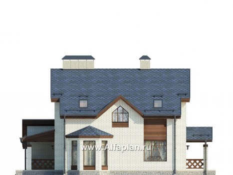 Проекты домов Альфаплан - Проект вместительного коттеджа с большим гаражом - превью фасада №3
