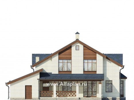 Проекты домов Альфаплан - Проект вместительного коттеджа с большим гаражом - превью фасада №4