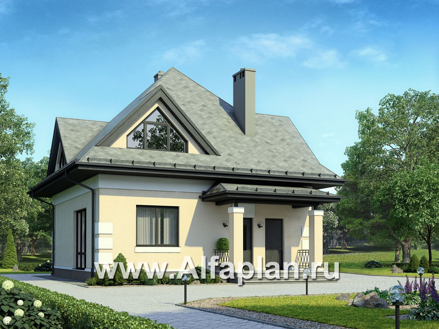 Проекты домов Альфаплан - Проект компактного и экономичного мансардного дома - основное изображение