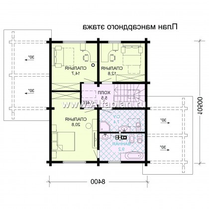 Проекты домов Альфаплан - Проект дома с простой двускатной кровлей и террасой - превью плана проекта №2