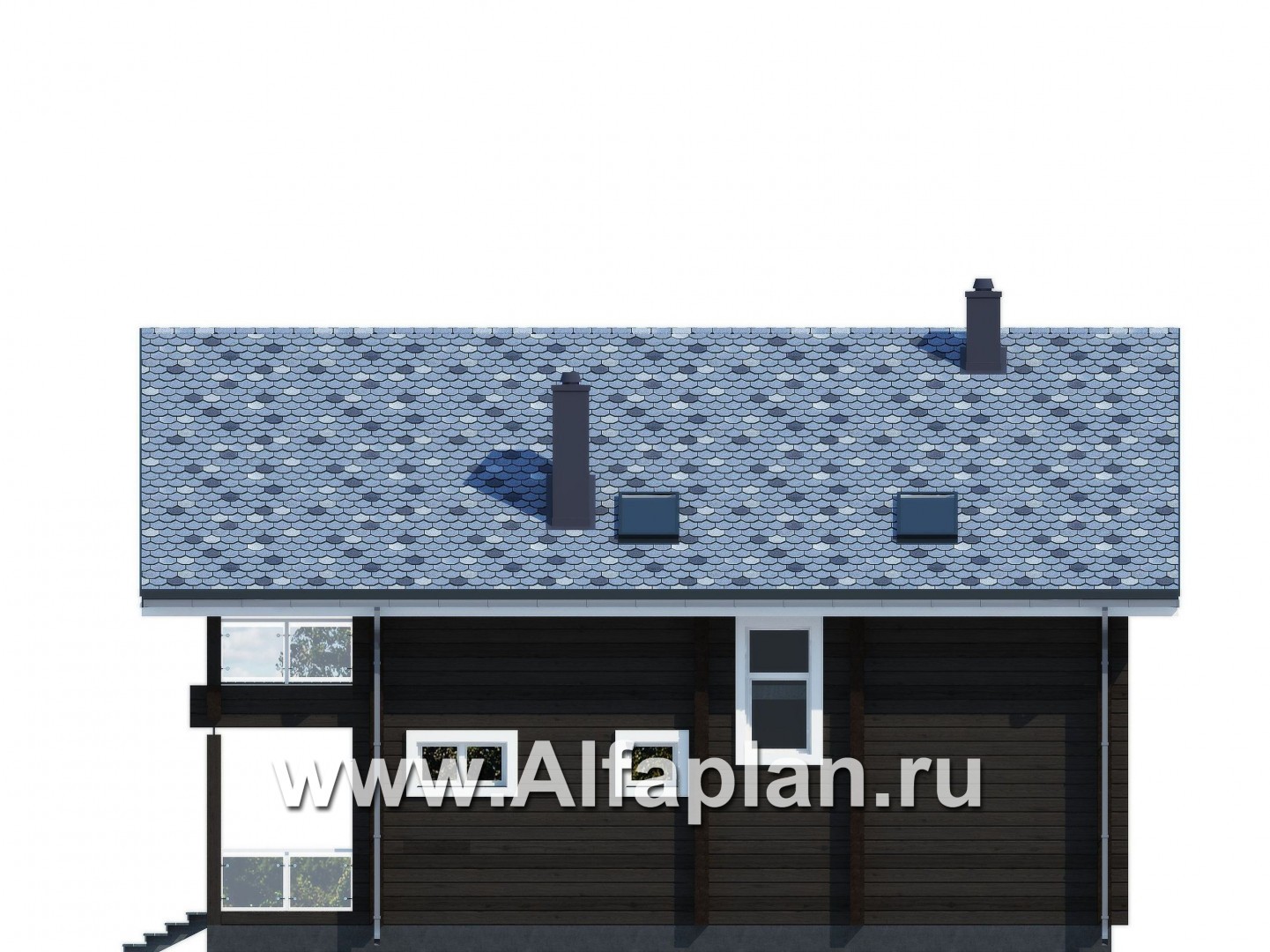 Проекты домов Альфаплан - Удобный дом-дача для загородного отдыха - изображение фасада №2