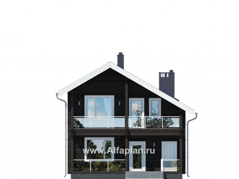 Проекты домов Альфаплан - Удобный дом-дача для загородного отдыха - превью фасада №1