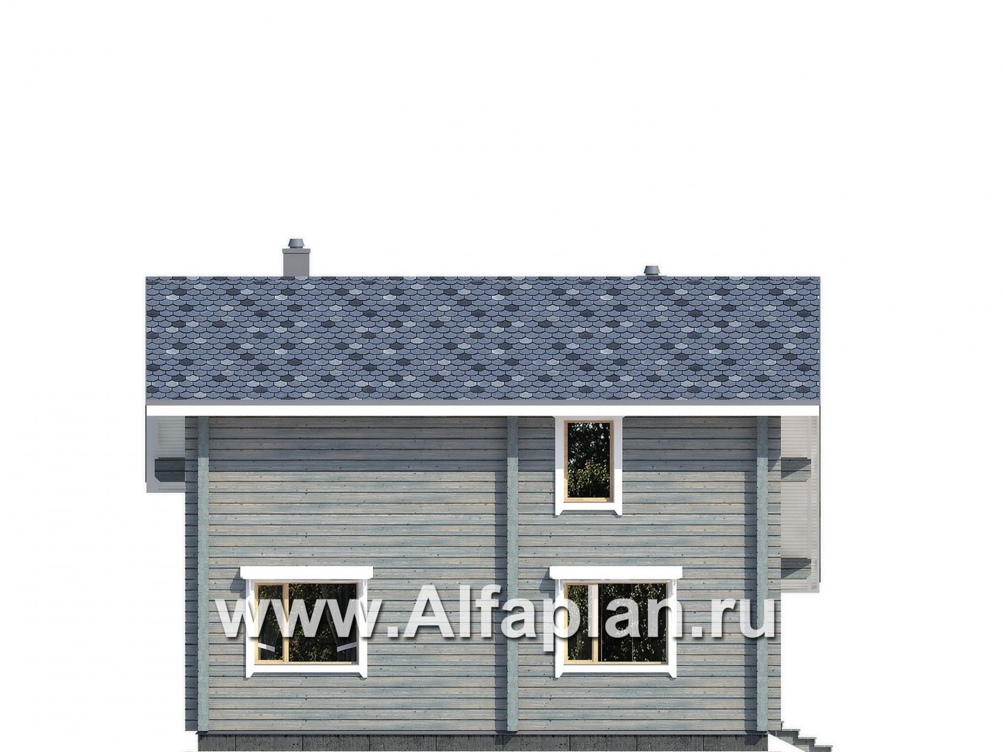 Проекты домов Альфаплан - Деревянный дом в стиле шале с простой двускатной кровлей - изображение фасада №2