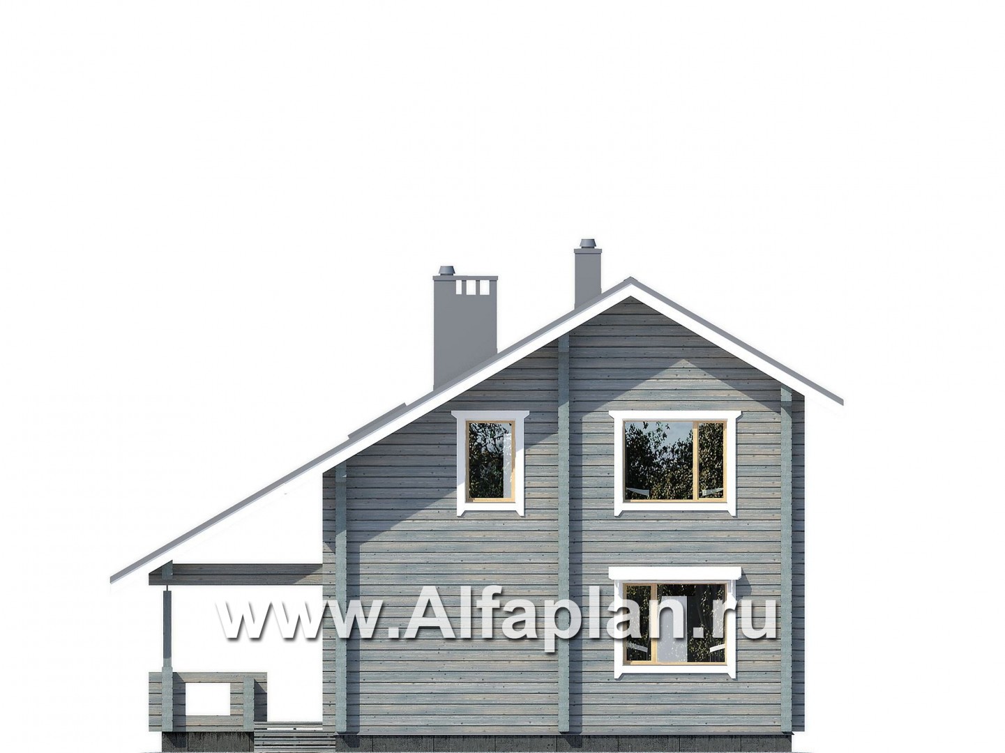Проекты домов Альфаплан - Деревянный дом в стиле шале с простой двускатной кровлей - изображение фасада №3