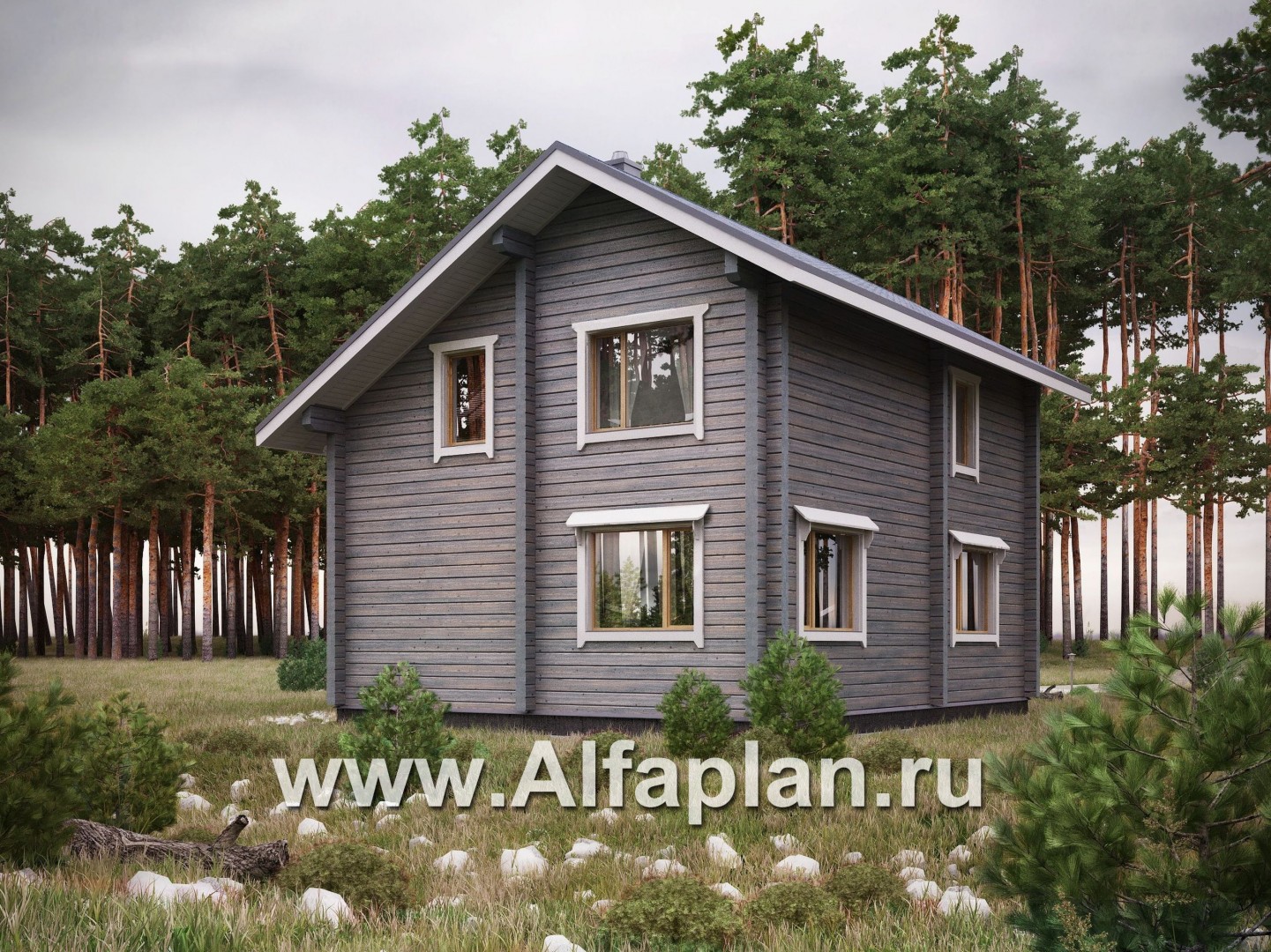 Проекты домов Альфаплан - Деревянный дом в стиле шале с простой двускатной кровлей - дополнительное изображение №2