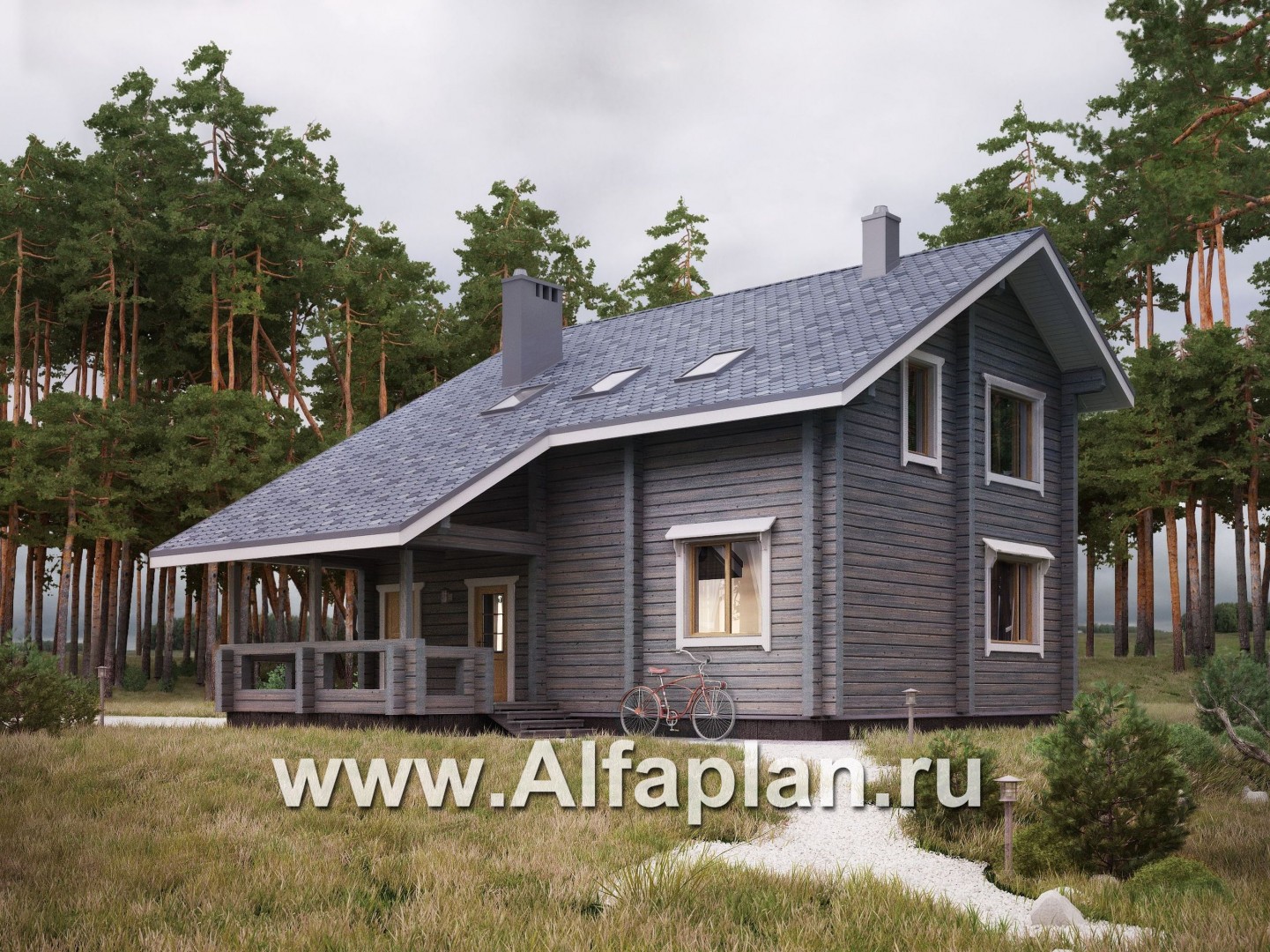 Проекты домов Альфаплан - Деревянный дом в стиле шале с простой двускатной кровлей - дополнительное изображение №3