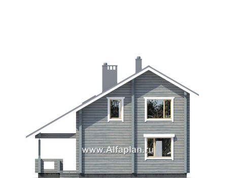 Проекты домов Альфаплан - Деревянный дом в стиле шале с простой двускатной кровлей - превью фасада №3