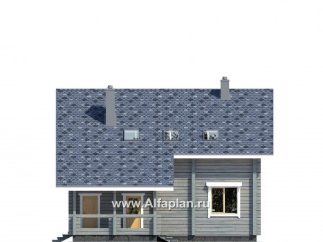 Проекты домов Альфаплан - Деревянный дом в стиле шале с простой двускатной кровлей - превью фасада №4