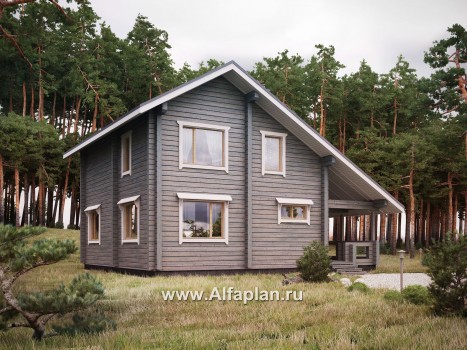 Проекты домов Альфаплан - Деревянный дом в стиле шале с простой двускатной кровлей - превью дополнительного изображения №1