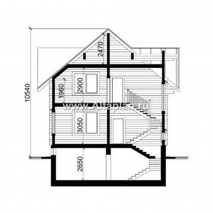 Проекты домов Альфаплан - Проект компактного деревянного дома с цоколем - превью плана проекта №4