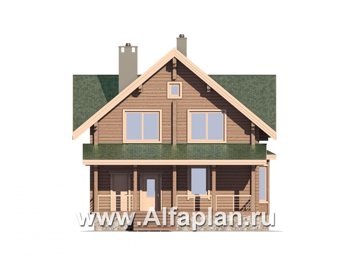 Проекты домов Альфаплан - Проект дома из бруса для загородного отдыха - изображение фасада №1