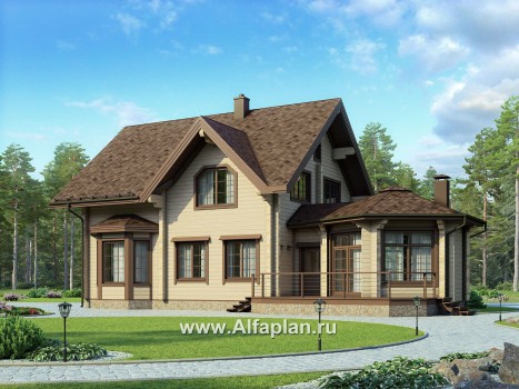 Проекты домов Альфаплан - Проект деревянного дома с уютной беседкой-барбекю - превью дополнительного изображения №2