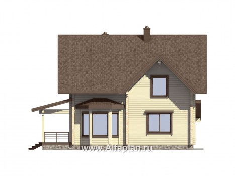 Проекты домов Альфаплан - Проект небольшого деревянного дома для загородного отдыха - превью фасада №2