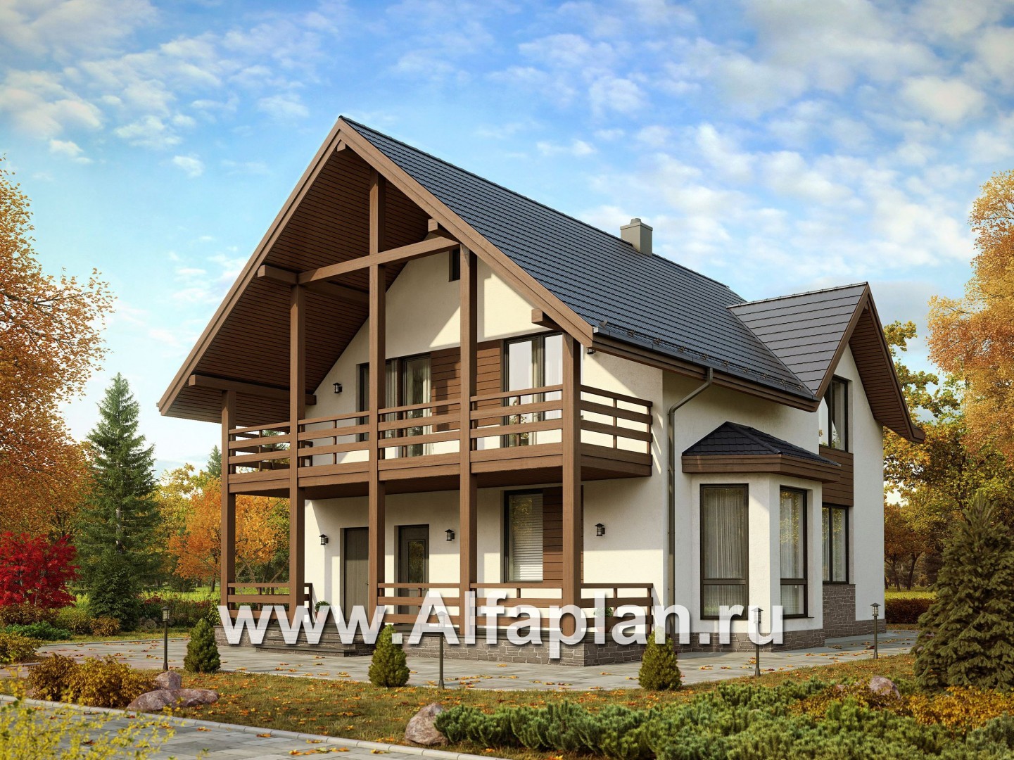 Проекты домов Альфаплан - Проект экономичного мансардного дома - основное изображение