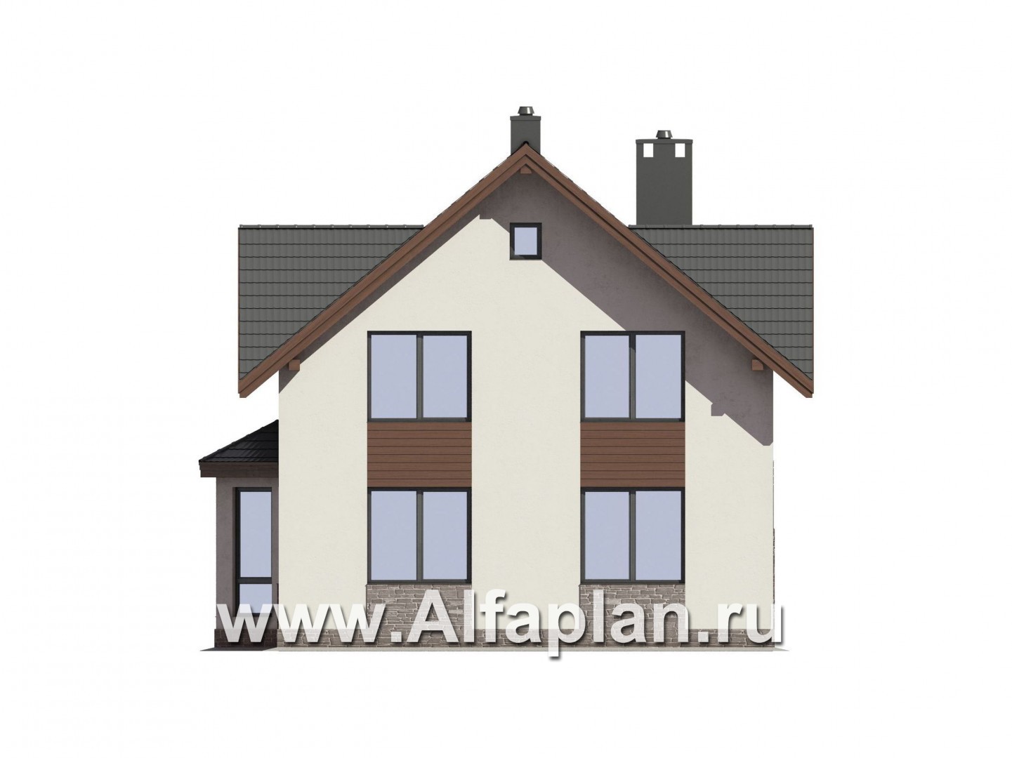 Проекты домов Альфаплан - Проект компактного дома с террасой - изображение фасада №2
