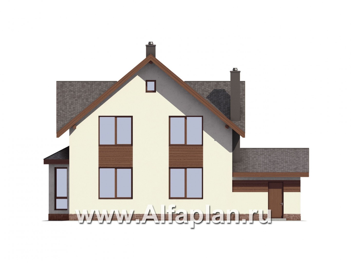 Проекты домов Альфаплан - Проект компактного дома с гаражом - изображение фасада №2