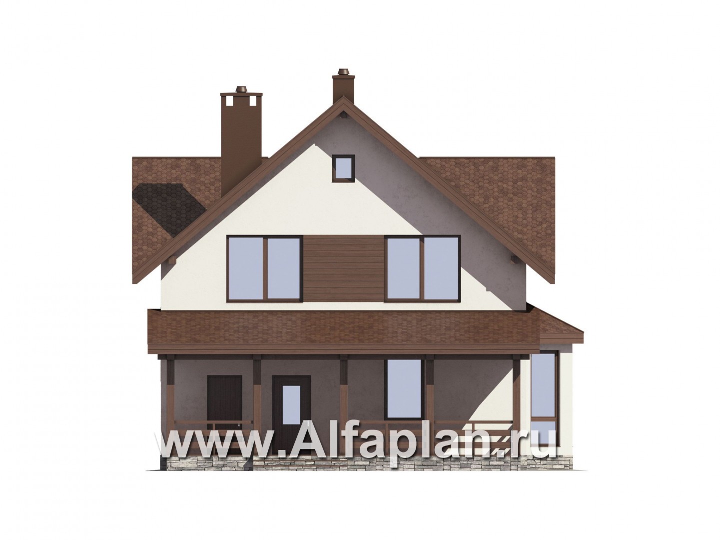 Проекты домов Альфаплан - Проект экономичного дома для большой семьи - изображение фасада №1