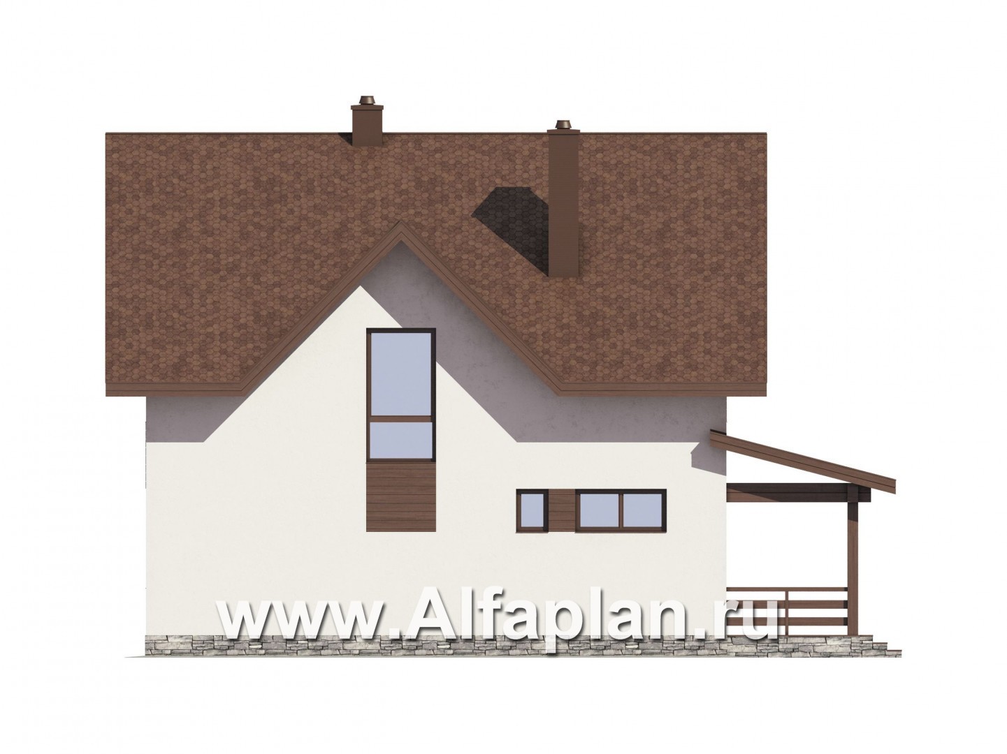 Проекты домов Альфаплан - Проект экономичного дома для большой семьи - изображение фасада №3