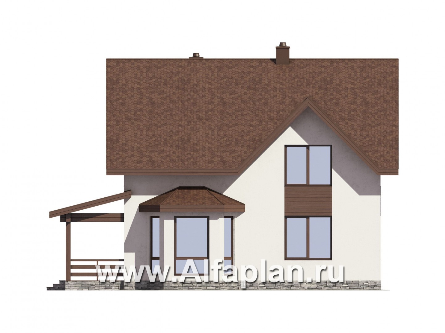 Проекты домов Альфаплан - Проект экономичного дома для большой семьи - изображение фасада №4