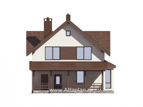 Проекты домов Альфаплан - Проект экономичного дома для большой семьи - превью фасада №1
