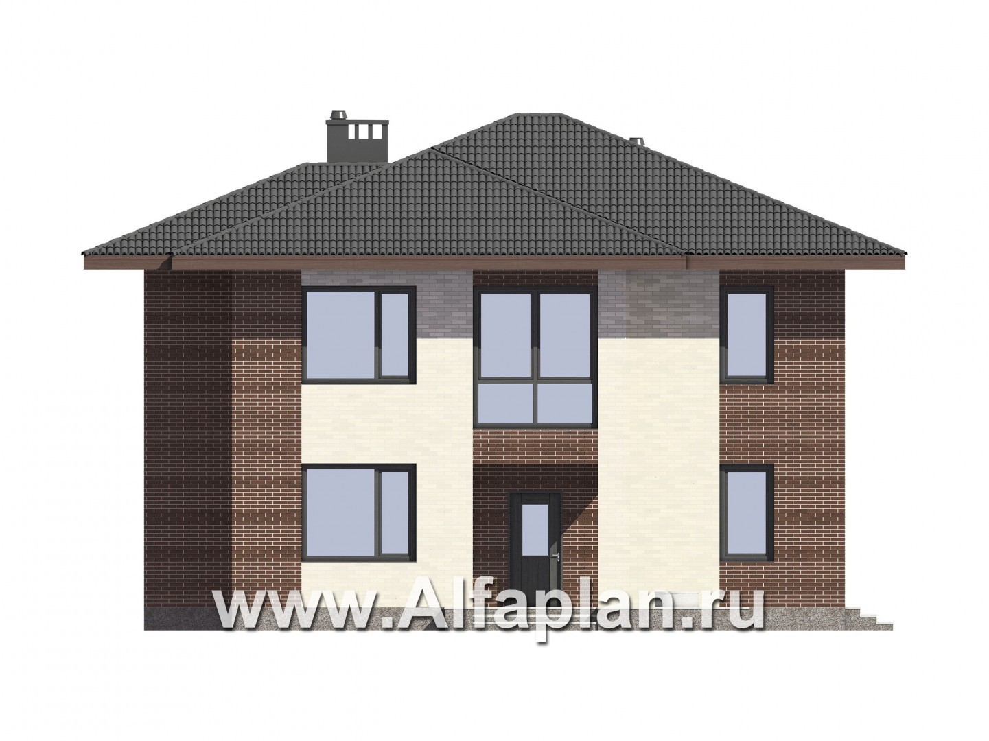 Проекты домов Альфаплан - Проект двухэтажного загородного дома - изображение фасада №1
