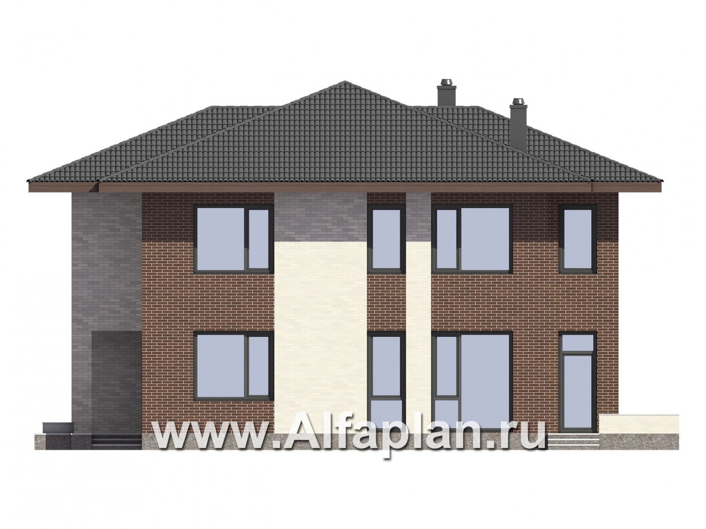 Проекты домов Альфаплан - Проект двухэтажного загородного дома - изображение фасада №2
