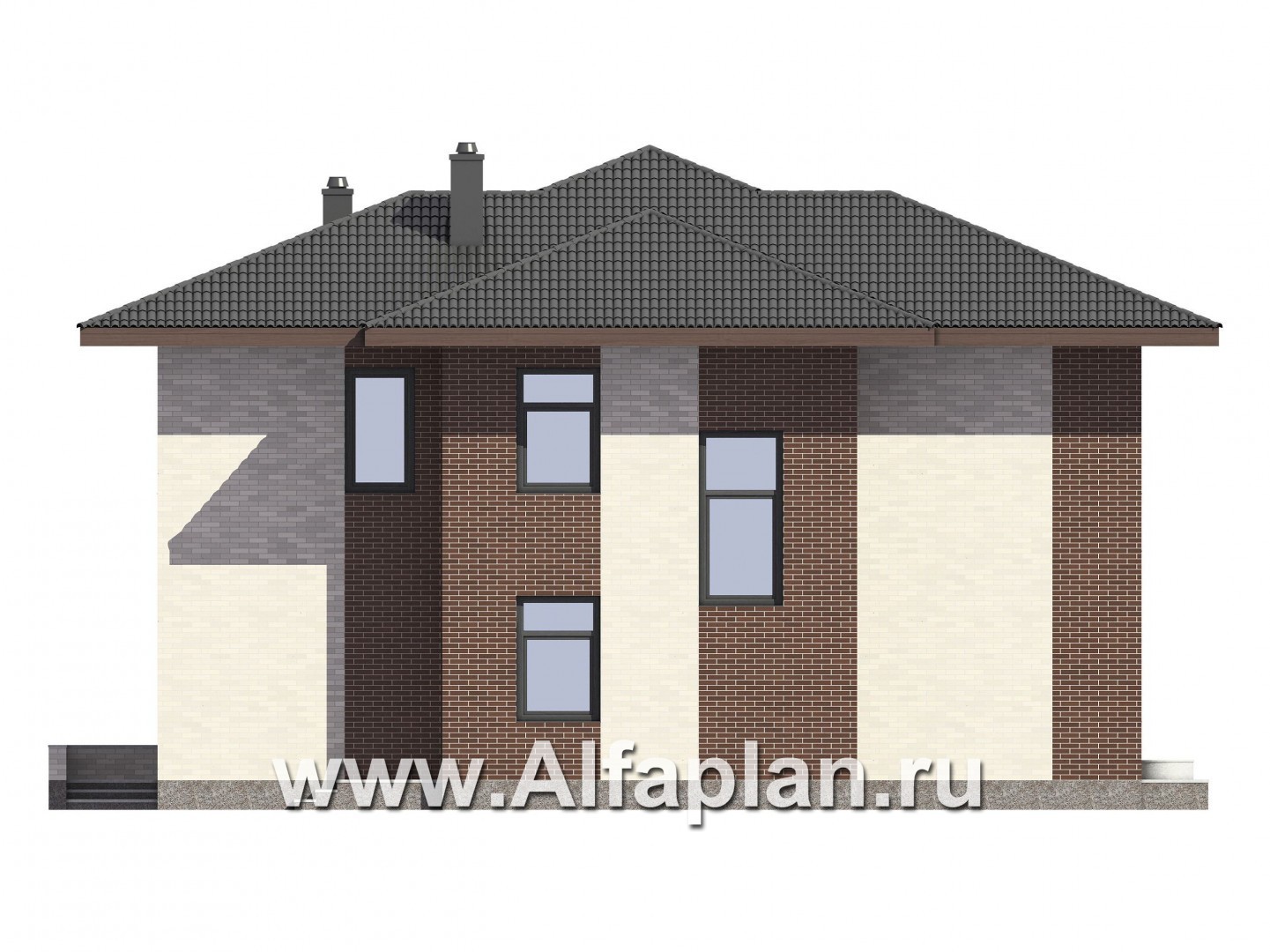 Проекты домов Альфаплан - Проект двухэтажного загородного дома - изображение фасада №4