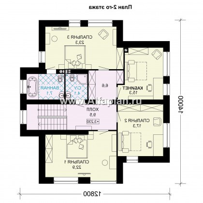 Проекты домов Альфаплан - Проект двухэтажного загородного дома - превью плана проекта №2