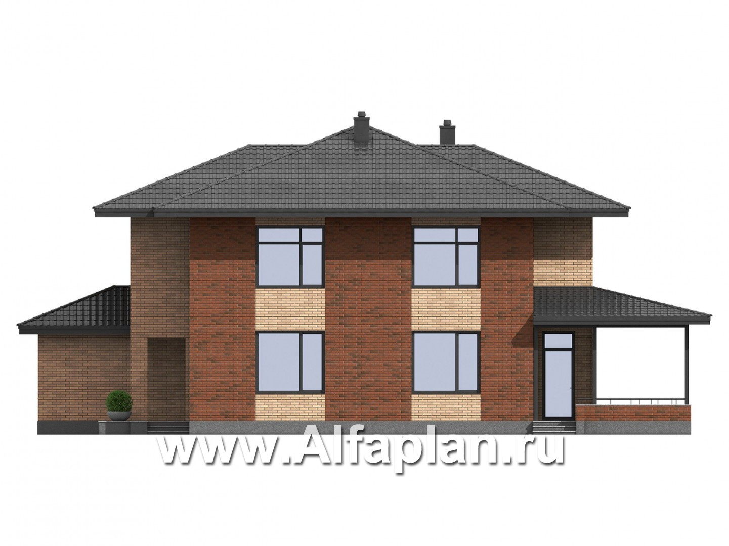 Проекты домов Альфаплан - Проект двухэтажного загородного коттеджа - изображение фасада №4