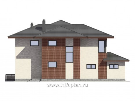Проекты домов Альфаплан - Проект двухэтажного дома в современном стиле - превью фасада №2