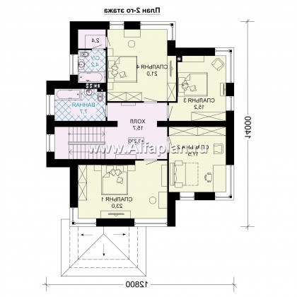 Проекты домов Альфаплан - Проект двухэтажного дома в современном стиле - превью плана проекта №2