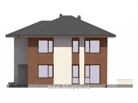 Проекты домов Альфаплан - Проект двухэтажного дома для большой семьи - превью фасада №2
