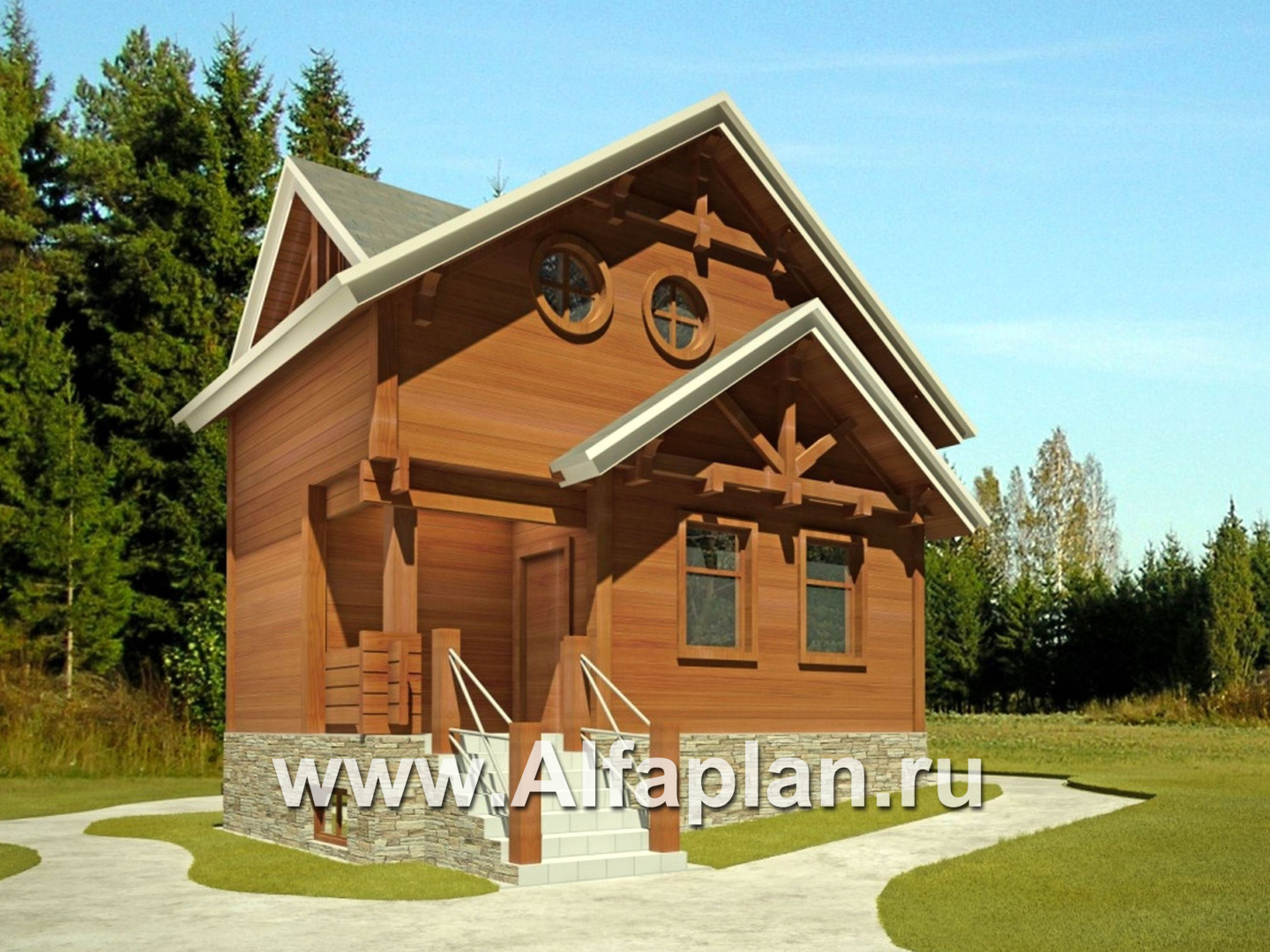 Проекты домов Альфаплан - Компактный дом с цоколем - основное изображение