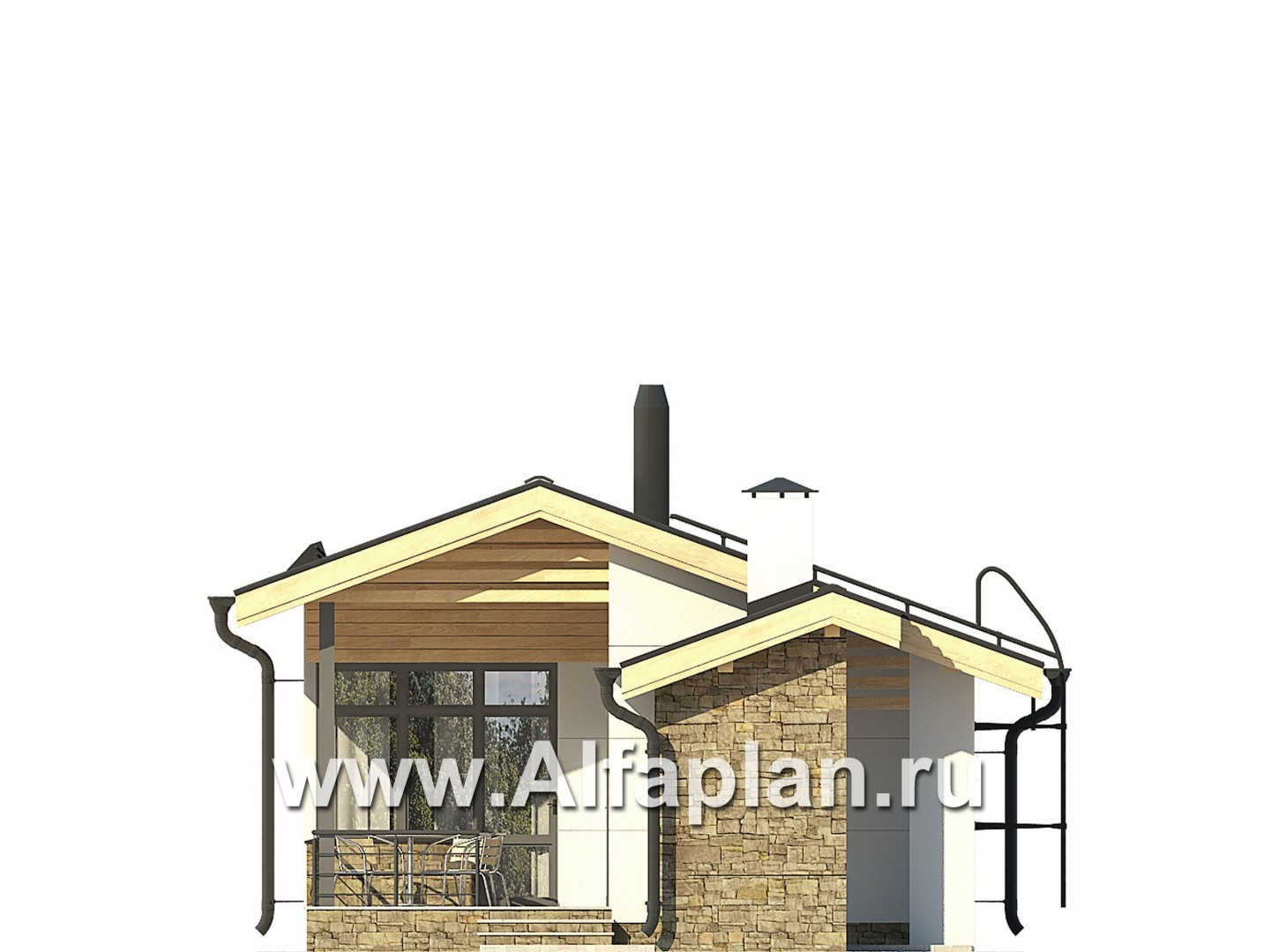 Проекты домов Альфаплан - Одноэтажная баня из бруса - изображение фасада №2