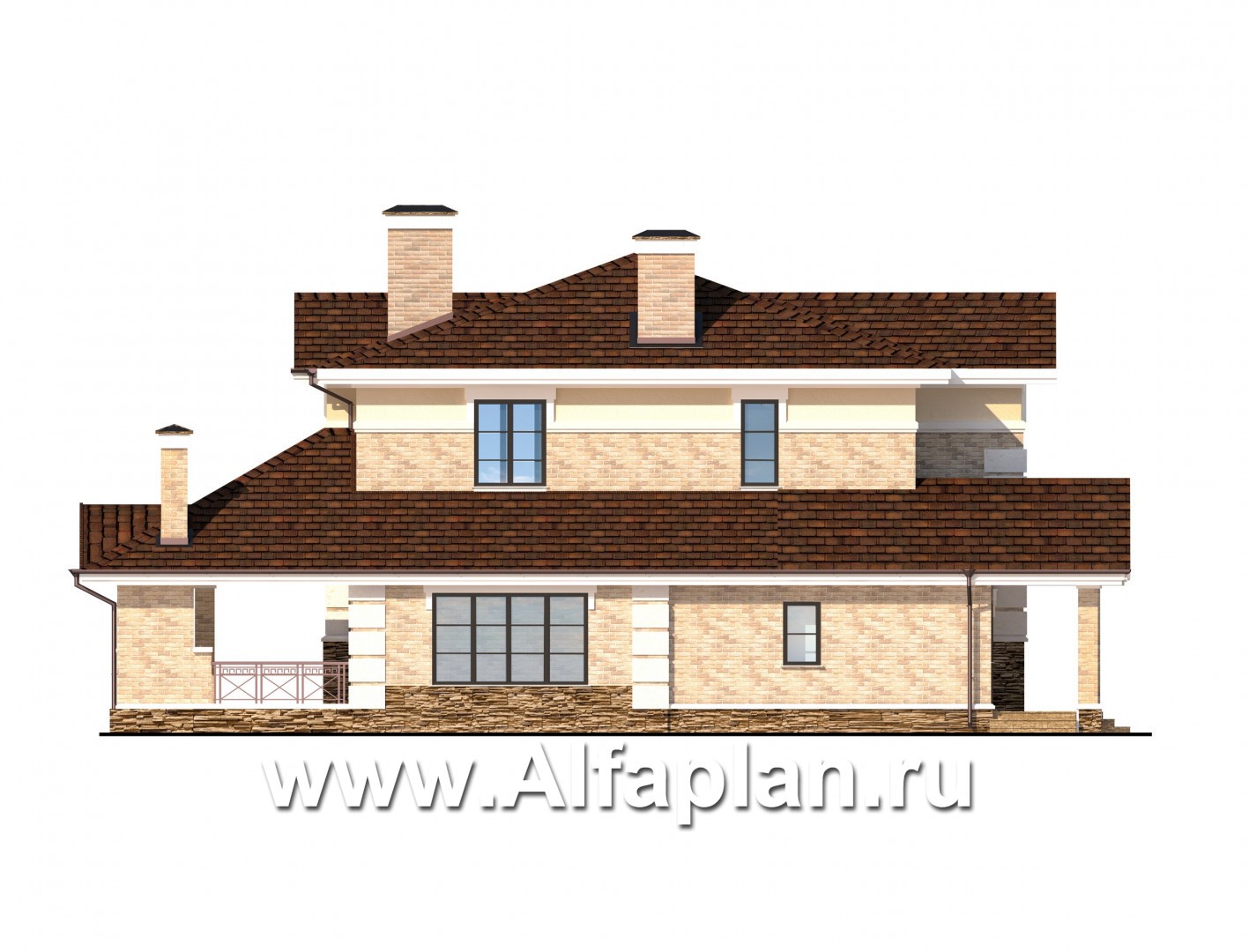 Проекты домов Альфаплан - Коттедж с овальным холлом - изображение фасада №3