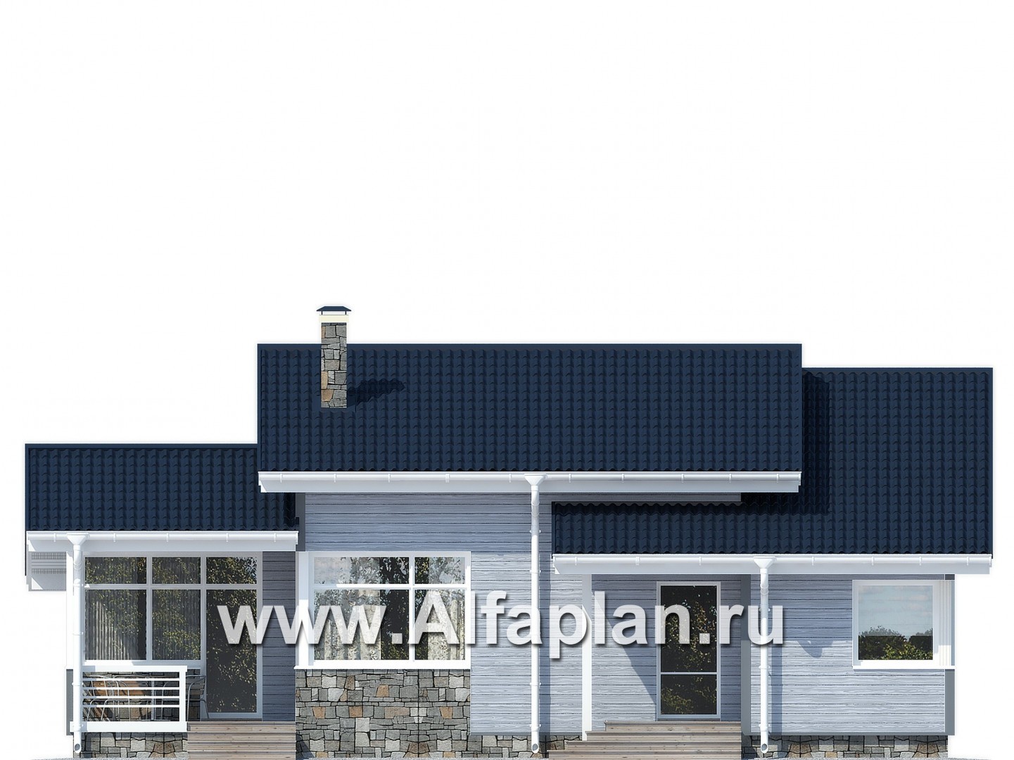 Проекты домов Альфаплан - Проект мансардного дома  с 4 спальнями - изображение фасада №1