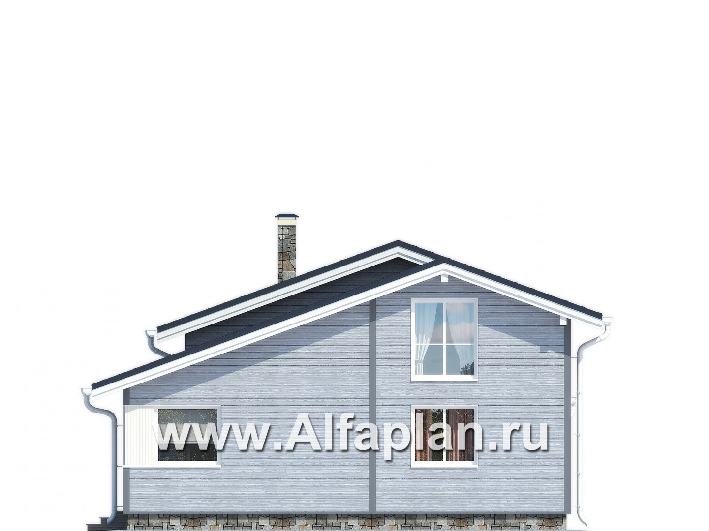 Проекты домов Альфаплан - Проект мансардного дома  с 4 спальнями - изображение фасада №2