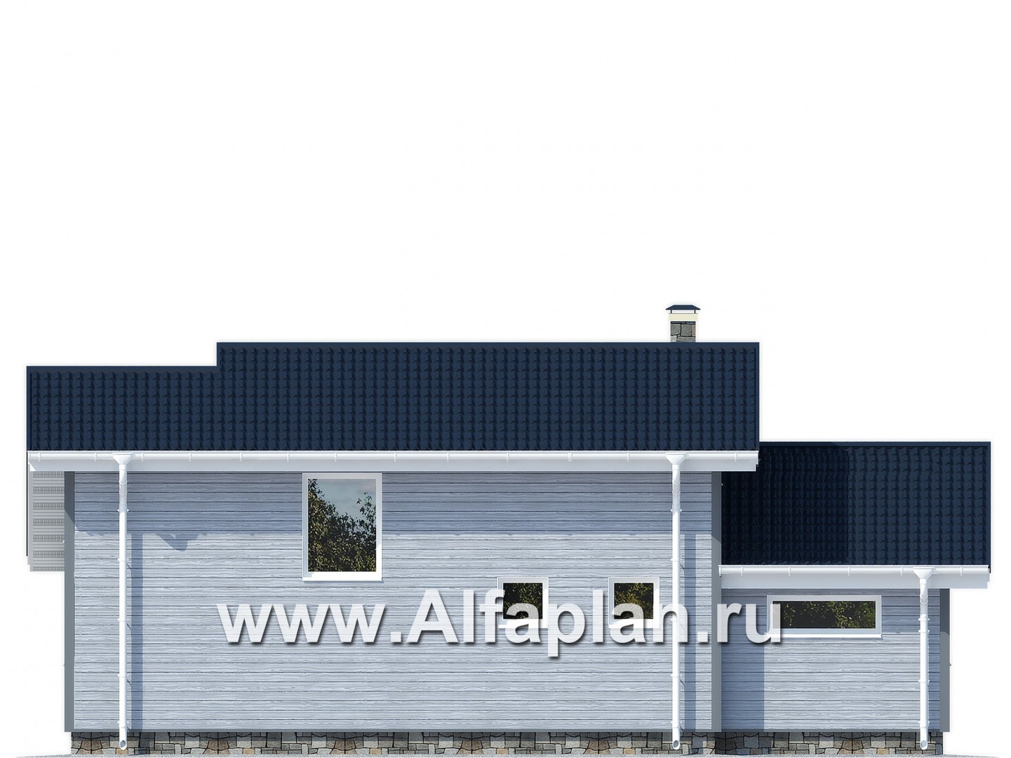Проекты домов Альфаплан - Проект мансардного дома  с 4 спальми - изображение фасада №4