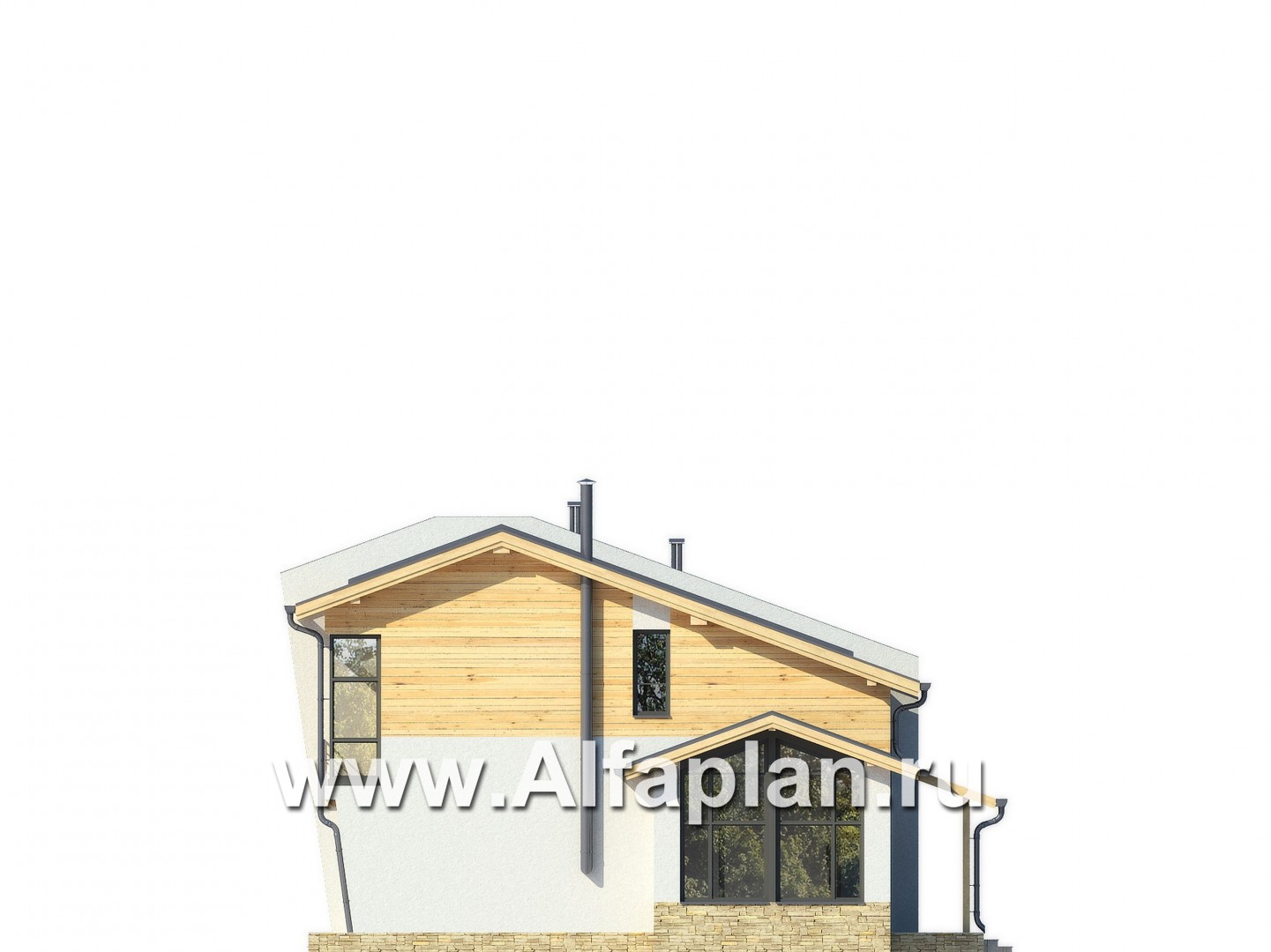 Проекты домов Альфаплан - Двухэтажный коттедж на 3 семьи - изображение фасада №2