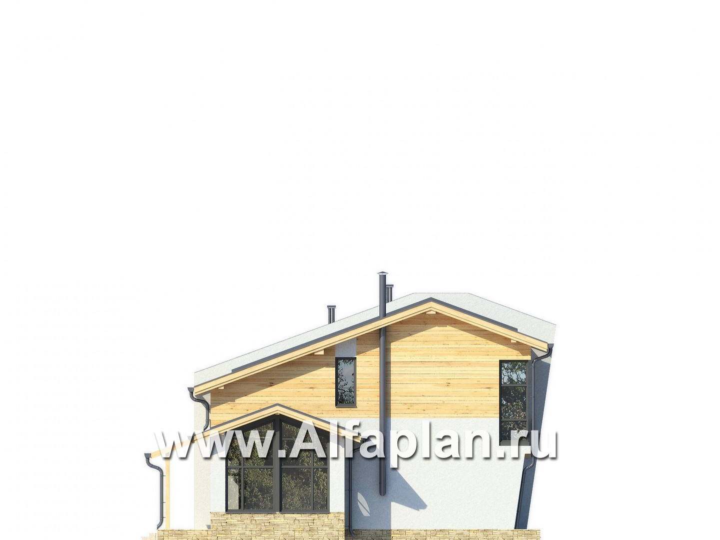 Проекты домов Альфаплан - Двухэтажный коттедж на 3 семьи - изображение фасада №3