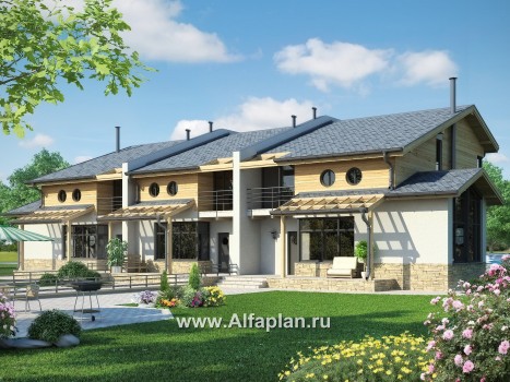 Проекты домов Альфаплан - Двухэтажный коттедж на 3 семьи - превью дополнительного изображения №1