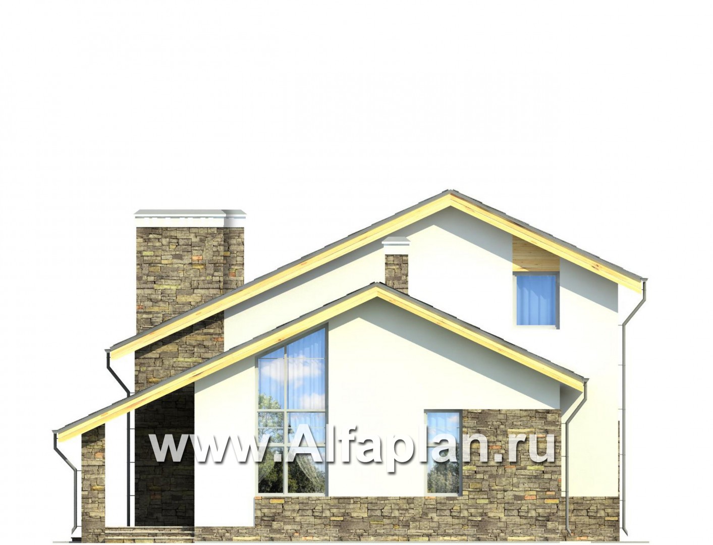 Проекты домов Альфаплан - Коттедж с двусветной гостиной и столовой - изображение фасада №3