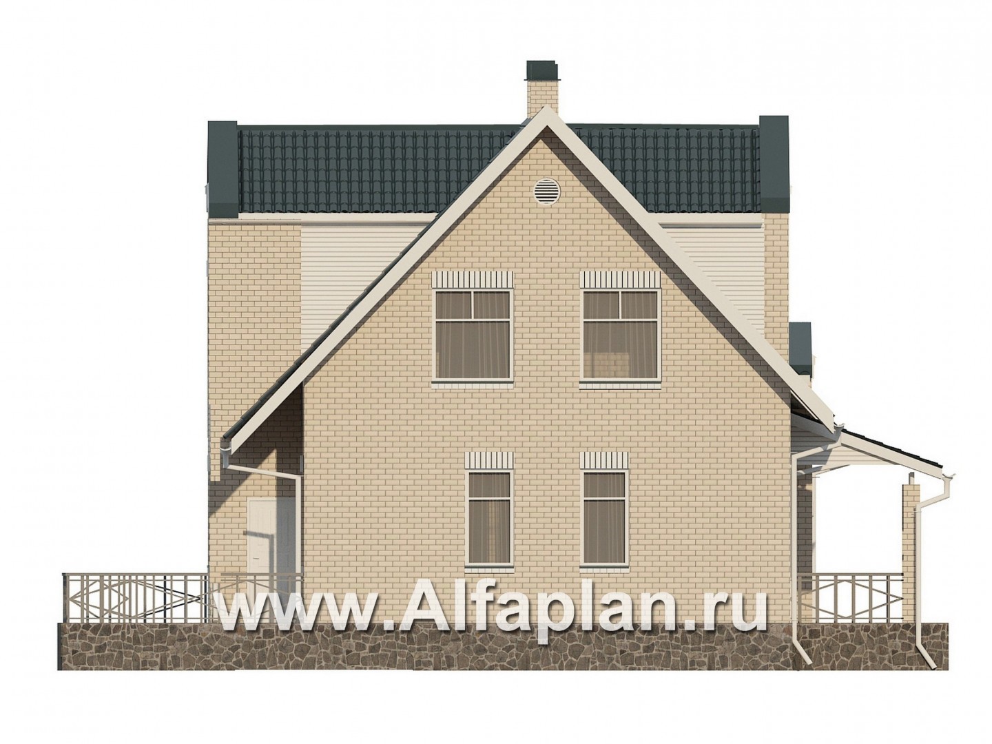 Проекты домов Альфаплан - Дом из газобетона с кгаражом и бассейном - изображение фасада №3