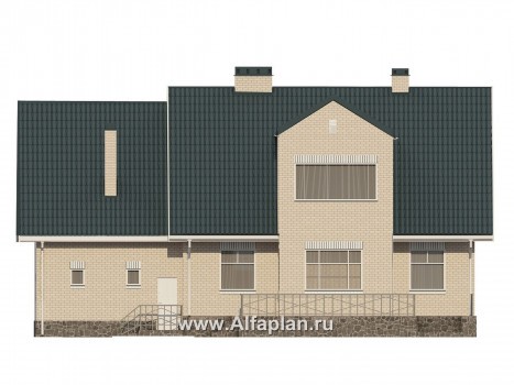 Проекты домов Альфаплан - Дом из газобетона с кгаражом и бассейном - превью фасада №4