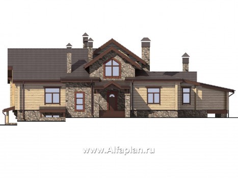 Проекты домов Альфаплан - Дом на рельефе с двусветной гостиной - превью фасада №1