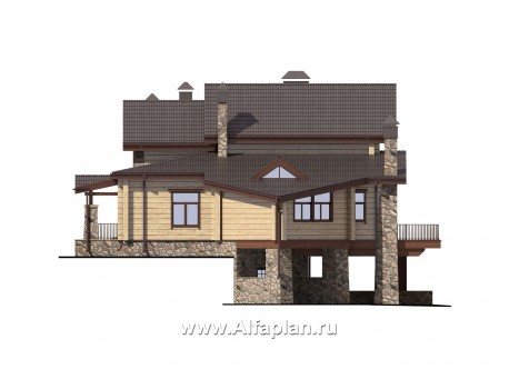 Проекты домов Альфаплан - Дом на рельефе с двусветной гостиной - превью фасада №2