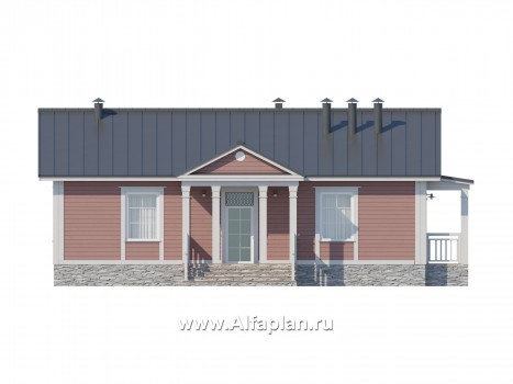 Проекты домов Альфаплан - Каркасный одноэтажный дом - превью фасада №1