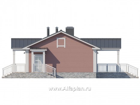 Проекты домов Альфаплан - Каркасный одноэтажный дом - превью фасада №2