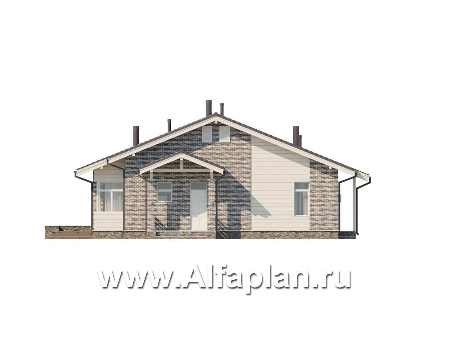 Проекты домов Альфаплан - Одноэтажный дом из газобетона - изображение фасада №1